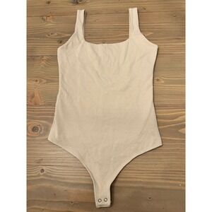 Abercrombie & Fitch Bodysuit Square Neck Sleeveless‎ Casual Beige Size S